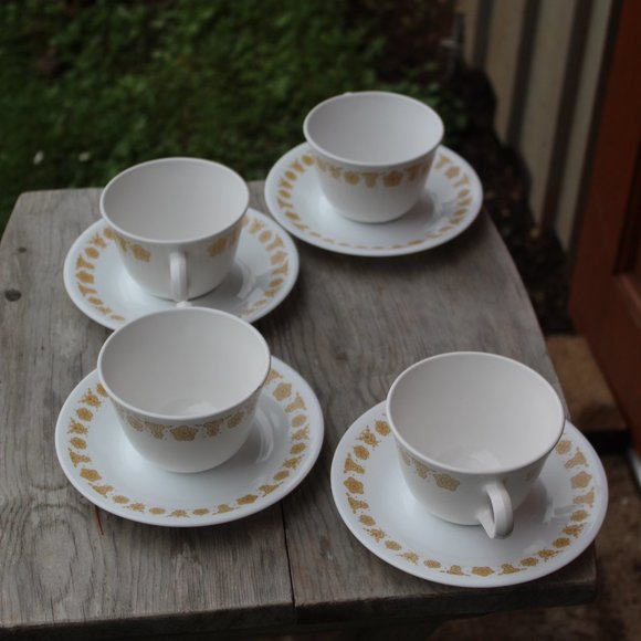 Vintage Corelle Livingware by Corning Butterfly Gold Cups and Saucers Se… - Picture 1 of 10